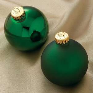  Kurt Adler Ornaments GG0157 2 Tone Green Glass Balls. Set 