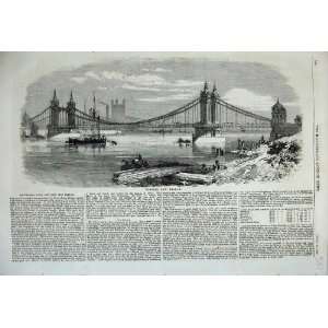    1858 Chelsea New Bridge Battersea Park Thames River