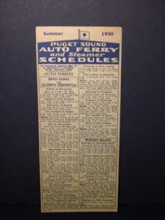 1930 BLACK BALL PUGET SOUND AUTO FERRY AND STEAMER SCHEDULE FREE 