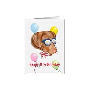  Happy Birthday, 8th, Dog, Balloons Card: Toys & Games