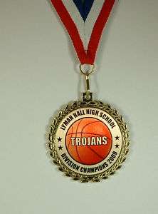 Custom Team Basketball Medal Award Free Neck Ribbon New  