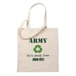  Army Recycle Natural Canvas Tote Bag: Sports & Outdoors