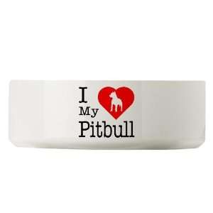  I Love My Pitbull Terrier Pets Large Pet Bowl by  