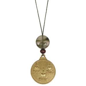    Buddhist Medallion & Quartz Mala Bead Amulet 