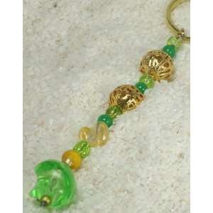  Lime green yellow gold beaded keychain 