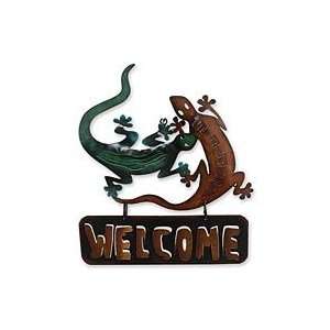  NOVICA Iron welcome sign, Gecko Welcome