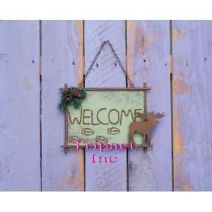    13.5 Metal Wood Home Décor Moose Welcome Sign: Home & Kitchen