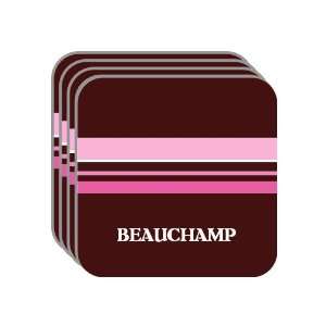 Personal Name Gift   BEAUCHAMP Set of 4 Mini Mousepad Coasters (pink 