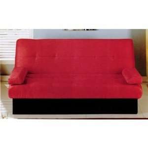   Style Red Microfiber Futon Sofa Bed w/Storage: Home & Kitchen