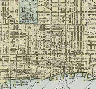 Toronto Ontario Street Map Authentic 1887; with Stations, Landmarks 
