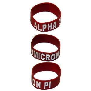  Alpha Omicron Pi Silicone One inch Red Wristband   Two 