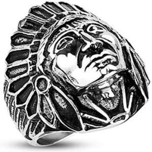   Spikes Mens Stainless Steel 27mm Apache Chief Wide Cast Ring: Jewelry