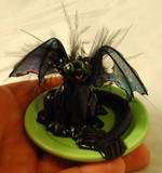 BREAKFAST TIME Dragon Toothless OOAK Polymer Clay Sculpture Movie 