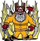 Firefighter Decal Sticker   Bulldog with hose 4 x 4 items in 