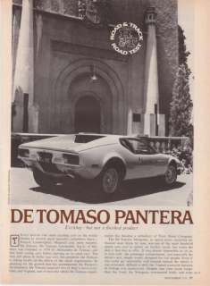1973 De Tomasa Pantera Road Test & Technical Data  