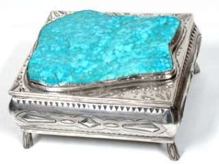 Tom Weahkee 1970s Silver Box 6000 Carats Natural Turq.  