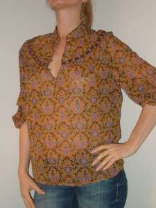TOCCA silk chiffon peasant blouse top hippie boho NEW 8  