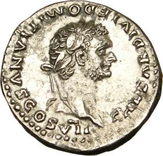 Domitian, as Caesar   80 A.D.,Rome.Silver denarius. Goat within wreath 