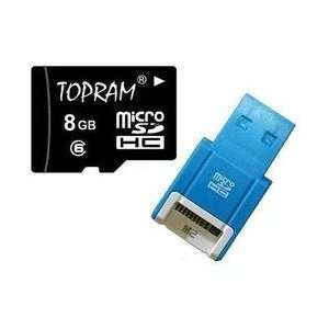  TOPRAM 8GB microSD microSDHC 8G Memory Card Class 6 with 