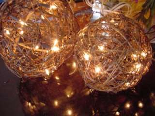 LIGHTED Natural Grapevine BALL CLEAR lights PATIO WEDDING Party 24 