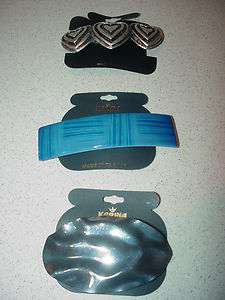 Lot of 3 Karina Blue and Silver Assorted Barrettes  