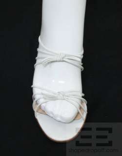   Louboutin White Leather Strappy Tigresse Slide Heels Size 9.5B  