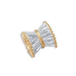    14k Yellow Gold CZ Slide Bezel Bead Charm Pendant New Jewelry