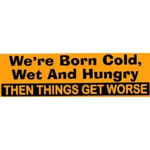  Bumper Sticker Were born cold, wet and hungry   then 