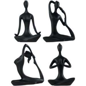  Polyresin Figurine assorted Yoga Poses Black (each)