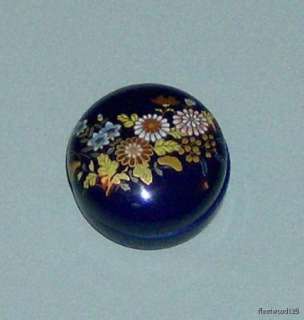 Cobalt Blue Gold Floral Decor Japan Trinket / Pill Box  