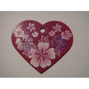  Hawaiian Hibiscus Large Heart Personalized ID Tag Kitchen 