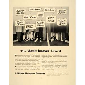  1938 Ad J. Walter Thompson Advertising Dont Knows 