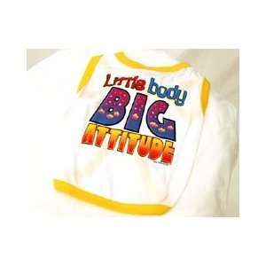  Yellow Trim Little Body Big Attitude Dog Shirt (Medium 