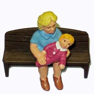  Woman & Child, Sitting on Bench Toys & Games