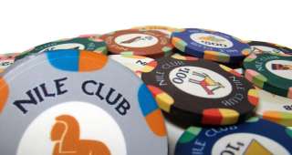 200 Nile Club 10g Ceramic Poker Chips & Wooden Carousel  