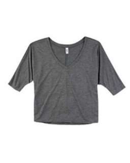 Bella Ladies Juniors Fit Flowy V Neck Cropped T Shirt. 8825  