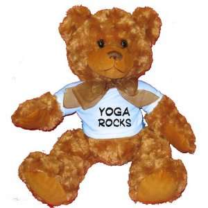    Yoga Rocks Plush Teddy Bear with BLUE T Shirt: Toys & Games