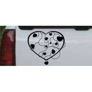 Black 20in X 22.3in    Heart With Vines Car Window Wall Laptop Decal 