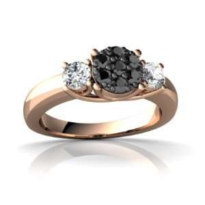 14k Rose Gold Black Diamond Trellis Ring Size 5: Jewelry