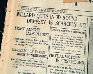   JACK DEMPSEY Vs. Jess Willard Boxing Large Photo OLD Newspaper  