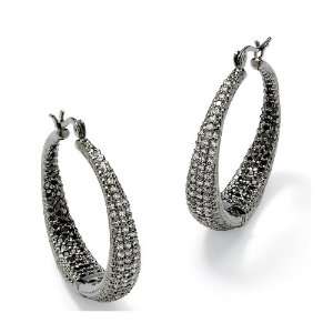  Lux Black and White CZ Hoop Earrings Lux Jewelers 