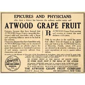 1910 Ad Kimball C. Atwood Grape Fruit Manavista Florida Healthy 290 