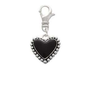  Black Heart with Beaded Border Clip On Charm Arts, Crafts 
