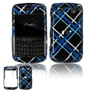 Premium   Blackberry 9700 ONYX Protex Light Blue/Black Tartan Plaid TD 