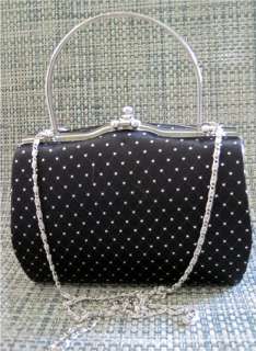 Polka Dot Hard Case Clutch Purse Evening Bag Chain  