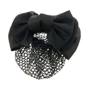   Three Layers Black Bownot Ornament Black Hair Net Hair Clip for Women
