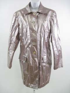 BERN AND MORT Metallic Pink Button Front Trench Coat 12  