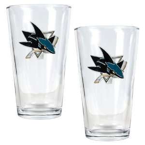  San Jose Sharks NHL 2pc Pint Ale Glass Set   Primary Logo 