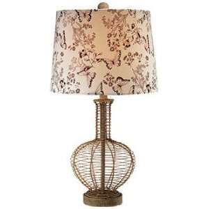  Bronze French Wire Vase Butterfly Shade Table Lamp: Home 