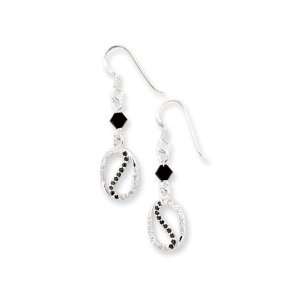   tm) Sterling Silver Black and Clear CZ The Road Less Traveled Earrings